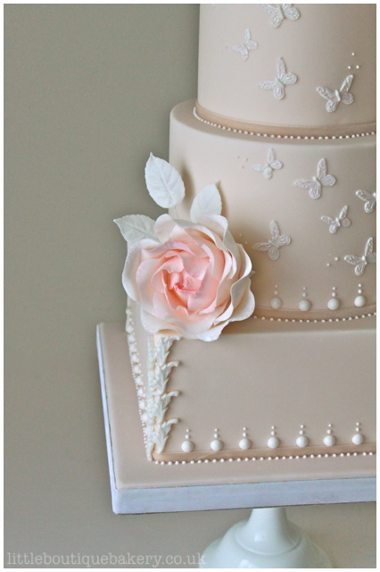 Butterfly Rose Wedding Cake